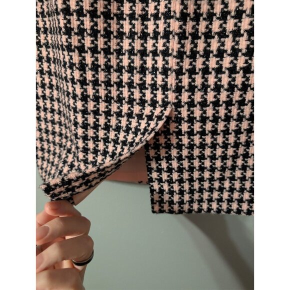 Amanda Smith Suits Women's Pencil Skirt Size 12 Pink Black Houndstooth Tweed - Picture 5 of 7